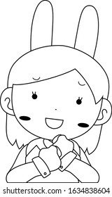 This is a illustration of Cute pose of cute bunny girl Upper body 
