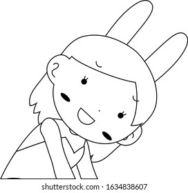 This is a illustration of Cute pose of cute bunny girl Upper body 