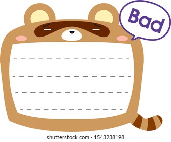 This is a illustration of Cute Raccoon noteboard 