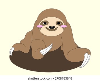 This illustration is a cute sloth smiling.
