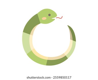This is an illustration of a cute snake character that can be used for Japanese New Year's cards for the Year of the Snake.
