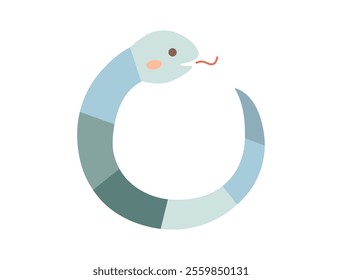 This is an illustration of a cute snake character that can be used for Japanese New Year's cards for the Year of the Snake.