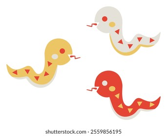This is an illustration of a cute snake character that can be used for Japanese New Year's cards for the Year of the Snake.