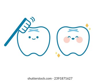 This is an illustration of a cute toothbrushing character. Can be used for dental and children's designs.