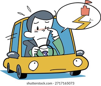 Esta es una ilustración de la conducción peligrosa cuando se está privado de sueño.