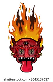 Esta é uma ilustração de um demônio em chamas