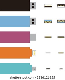 Esta es una ilustración que muestra los diferentes tipos de unidades flash USB.