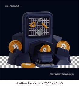 This is an illustration depicting a generic mining operation suitable for economic and technological contexts It features abstract machinery and a landscape ideal for presentations or website graphics