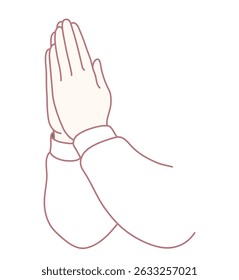 This is an illustration depicting hands positioned in a prayer stance, representing both gratitude and spirituality
