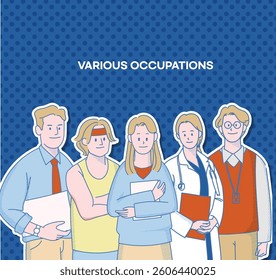 This is an illustration depicting various occupations.