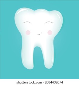 This illustration depicts a beautiful, healthy, happy tooth. The illustration would be great for dental clinics, dental offices, dentists, as a logo, pattern, poster, banner. Illustration of a beautif