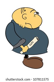 This illustration depicts a comic man with blank paper