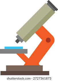 Esta ilustração representa um microscópio de laboratório composto usado para ampliar pequenas amostras para observação detalhada. Os microscópios são instrumentos essenciais na pesquisa científica, educação, medicina, biologia e química, permitindo o estudo de células, micro-organismos e materiais invisíveis a olho nu.