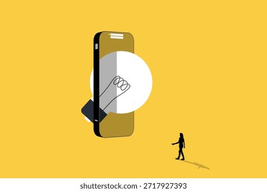 This illustration depicts the concept of generating business ideas and making money through online platforms or mobile apps