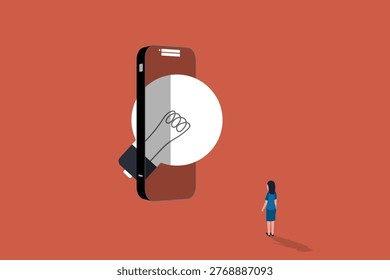This illustration depicts the concept of generating business ideas and making money through online platforms or mobile apps