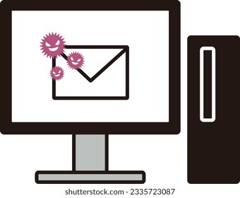 This illustration depicts the delivery of a virus-infected e-mail.
