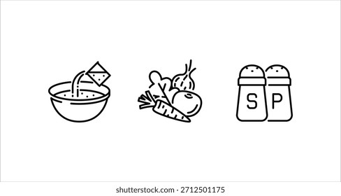 This illustration depicts the essential components of a healthy meal, including fresh vegetables and seasonings