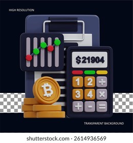 This illustration depicts a generic financial calculation concept with chart elements and data points, perfect for presentations or illustrating financial reports.