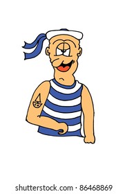 This illustration depicts a happy sailor