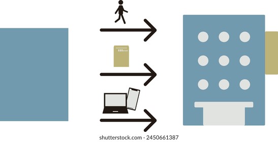 This illustration depicts how to submit a blue tax return to the tax office. 
The Japanese word depicted means blue.