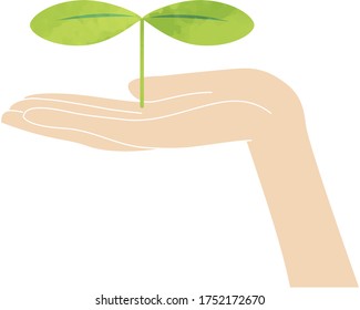 This illustration depicts an image of love by a young leaf.