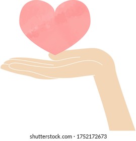 This illustration depicts an image of love received by the hand.