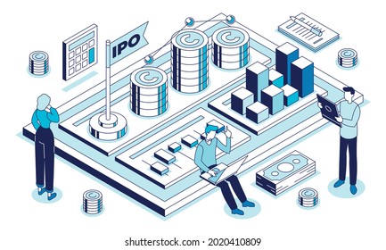 This illustration depicts a Initial Public Offering (IPO) - public offering in which shares of a company