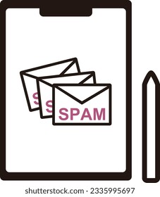 This illustration depicts a large number of spam e-mails.
