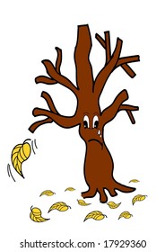This illustration depicts the last fallen leaf