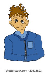 This illustration depicts a mad man in strait jacket