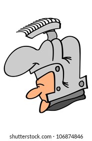 This illustration depicts a man with ancient helmet