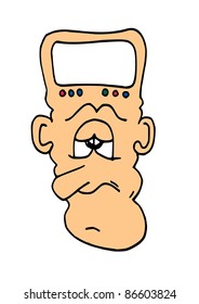 This illustration depicts a man head with built in display
