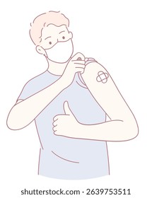 This illustration depicts a person receiving a vaccination, emphasizing the importance of health and safety protocols