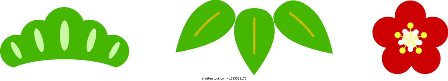 This illustration depicts the pine, bamboo and plum tree, a Japanese lucky charm.
