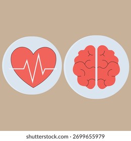 Esta ilustración representa la relación entre el corazón y el cerebro, simbolizando la salud y el bienestar en general