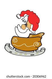 This illustration depicts Santa Claus in sleigh