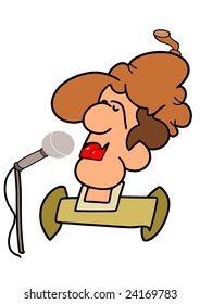This illustration depicts a singer man with microphone