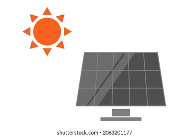 Esta ilustración muestra un panel solar y el sol.