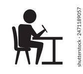 This illustration depicts students sitting at desks taking exams. Some students are taking a traditional paper-based exam, while others are using computers for a digital exam. The scene shows a classr