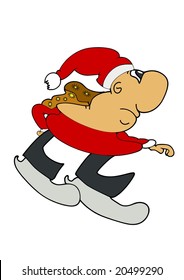 This illustration depitcs a skating Santa Claus
