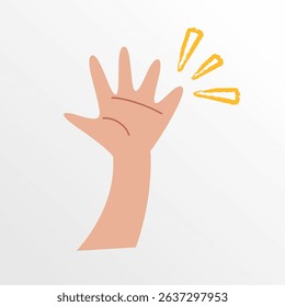 This illustration design features a human hand in a waving gesture, capturing the essence of a greeting or farewell. It's typically depicted with an open palm facing forward, fingers slightly spread
