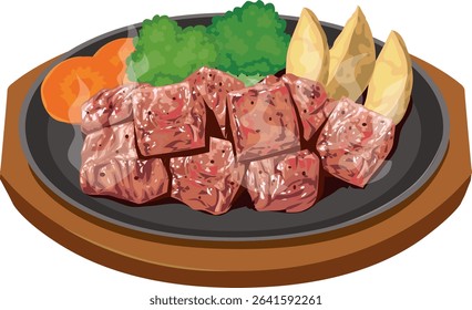 This is an illustration of diced beef steak.