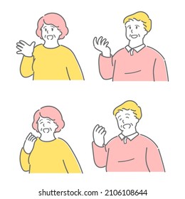 This is an illustration of the difference in facial poses of middle-aged men and women