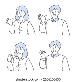 This is an illustration of the difference in facial poses of  young men and women.
