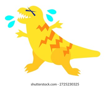 Esta é uma ilustração de um dinossauro sendo surpreendido pela energia de um raio.