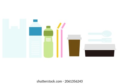 Dies ist eine Illustration von Einweg-Plastikabfällen.
