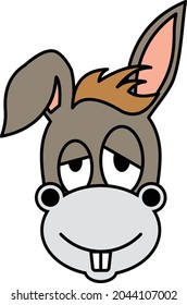 This is an illustration of donkey face with lazy stupid expression.
