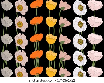 Esta ilustración dibuja muchas flores.