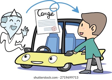 Esta es una ilustración de un conductor que transfiere su automóvil a su hijo biológico después de su muerte.