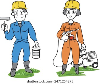Esta es una ilustración de un dúo de pintores.